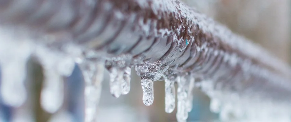 Irrigation pipe in Charlotte, NC, with frozen water.