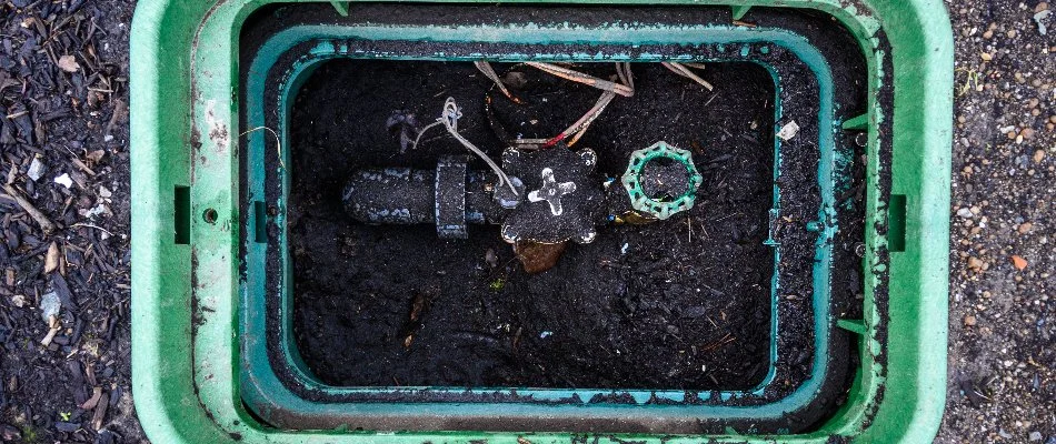 Valve box of an irrigation system in Charlotte, NC.