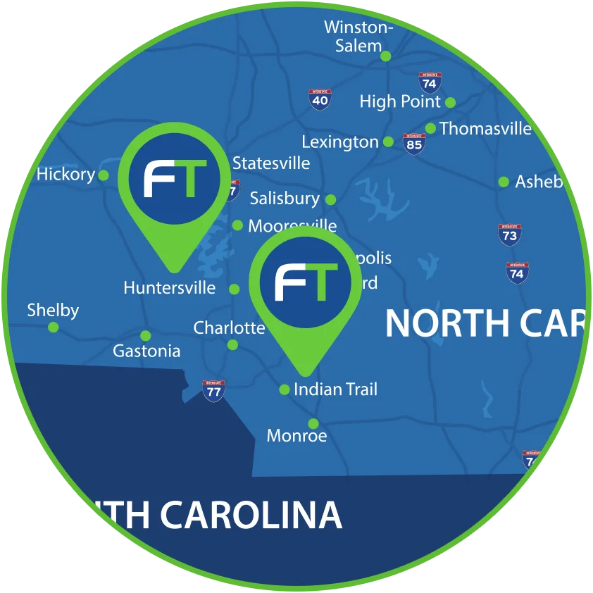 Service area map Charlotte, NC